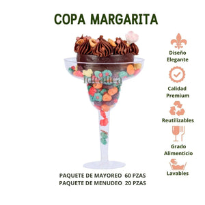 Copa para Bebidas o Postres Margarita Re-utilizable Candy Bar Catering 12.5 Oz PLASTHO