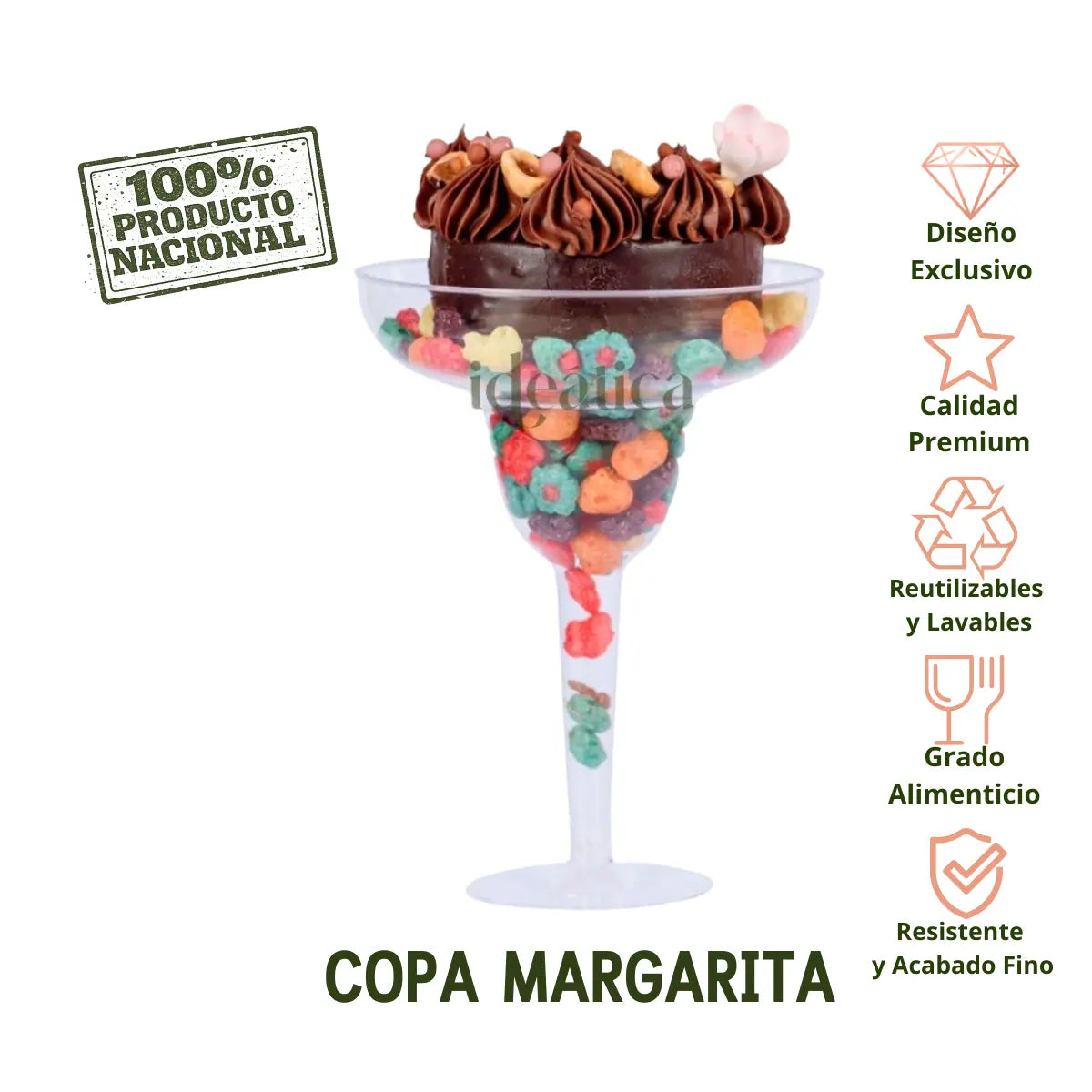 Copa para Bebidas o Postres Margarita Re-utilizable Candy Bar Catering 12.5 Oz PT