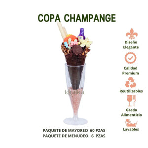 Copa para Postres Champagne Re-utilizable Candy Bar Catering 4.5 Oz IA