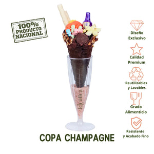 Copa para Postres Champagne Re-utilizable Plastico Catering - 4.5 Oz / 133 ml ( 6 Pzas / 60 Pzas )