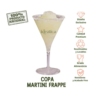 Copa para Postres o Bebidas Martini Frappe Re-utilizable Plastico Catering - 7 Oz / 207 ml ( 10 Pzas / 60 Pzas )