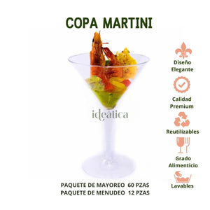 Copa para Postres o Bebidas Martini Re-utilizable Candy Bar Catering 5.5 Oz IA