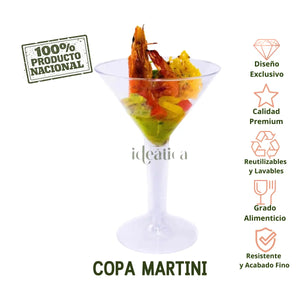 Copa para Postres o Bebidas Martini Re-utilizable Plastico Catering - 5.5 Oz / 163 ml ( 12 Pzas / 60 Pzas )