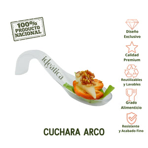 Cuchara Arco para Postres o Comida Molecular Re-utilizable Plastico Catering ( 20 Pzas / 100 Pzas )