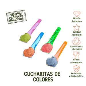 Cucharita de Colores para Postres Helado Biodegradable Re-utilizable Plastico Catering 400 pzas