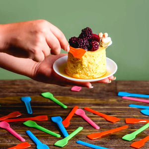 Cucharita de Colores para Postres Helado Biodegradable Re-utilizable Plastico Catering 400 pzas IA