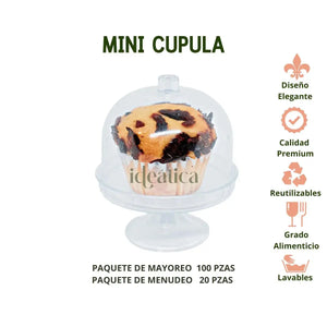 Cupula g para Mini Cupcakes y Postres Re-utilizable Plastico Catering -  ( 20 Pzas / 100 Pzas ) IA