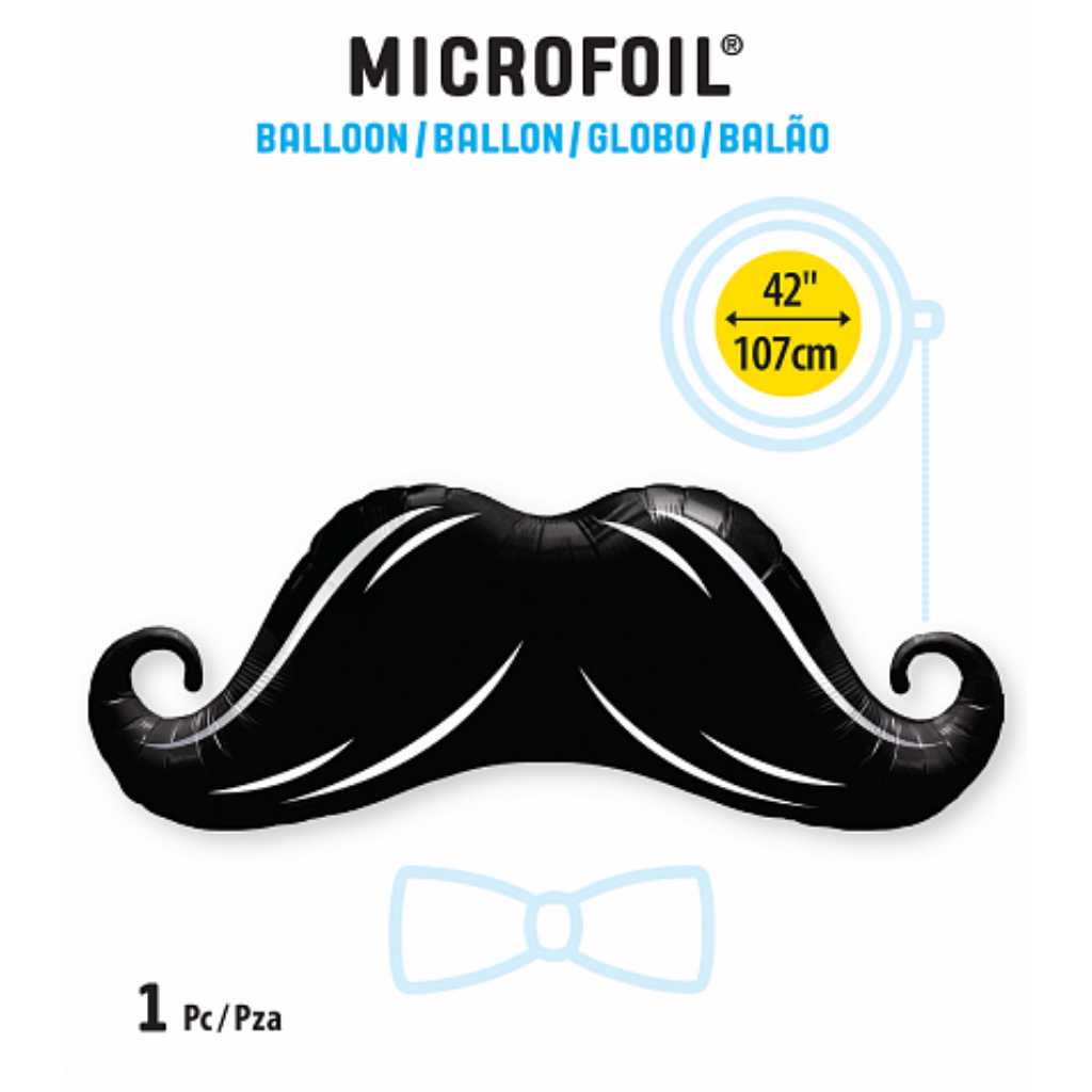 Globo Metálico de Bigote Pirata Grande para Fiestas y Cumpleaños 42 / 107 cm 1 pza Ideática Gourmet