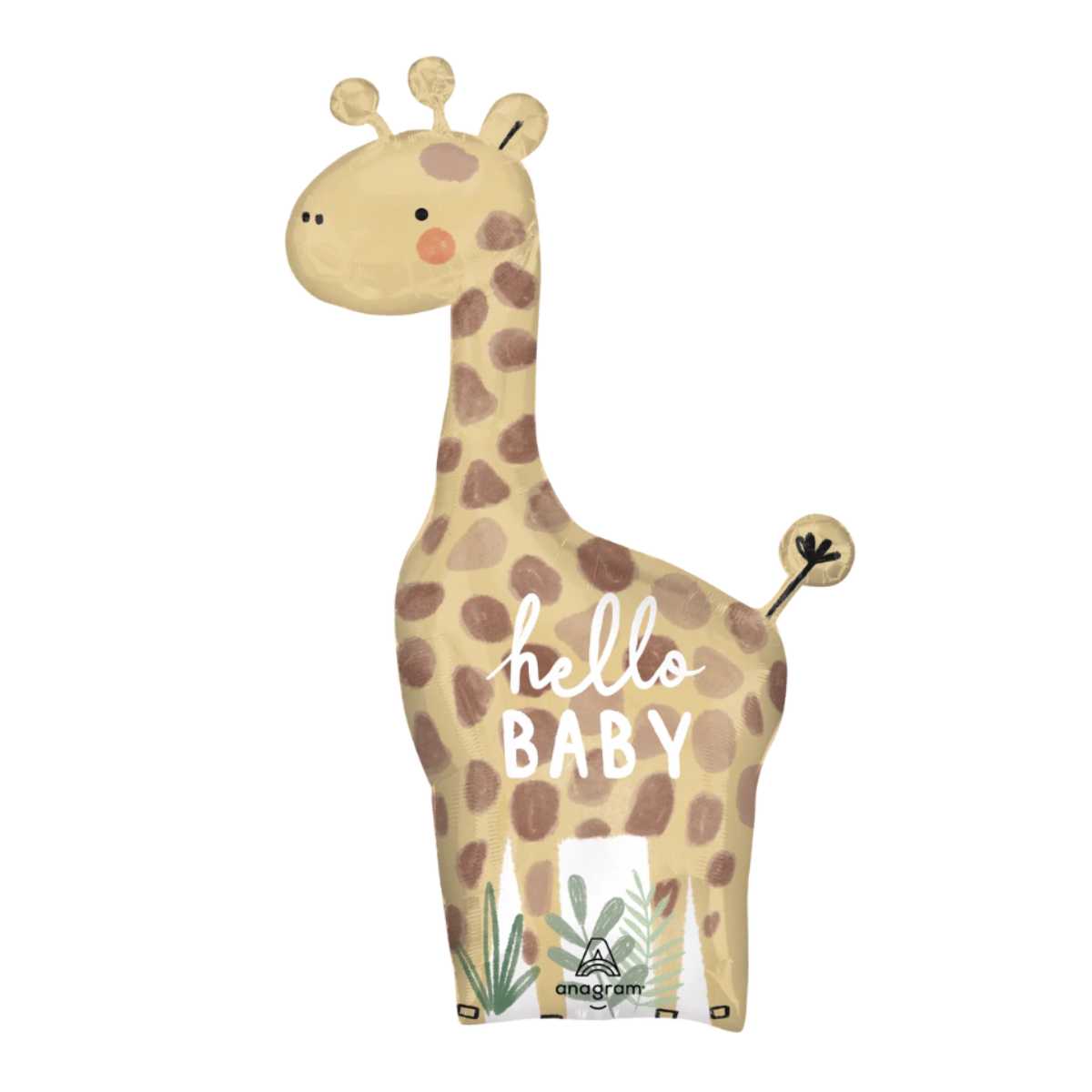 Globo Metalico de Jirafa Safari Grande para Fiestas, Baby Showers y Cumpleaños 42/107 cm 1 pza ANAGRAM