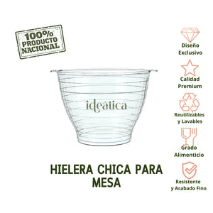 Hielera Chica para Mesa y Bebidas Acrílico Eventos y Catering 1 Litro 6 pzas