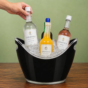 Hielera Mediana Negra para Botellas 4 Lt Acrilico Eventos y Catering