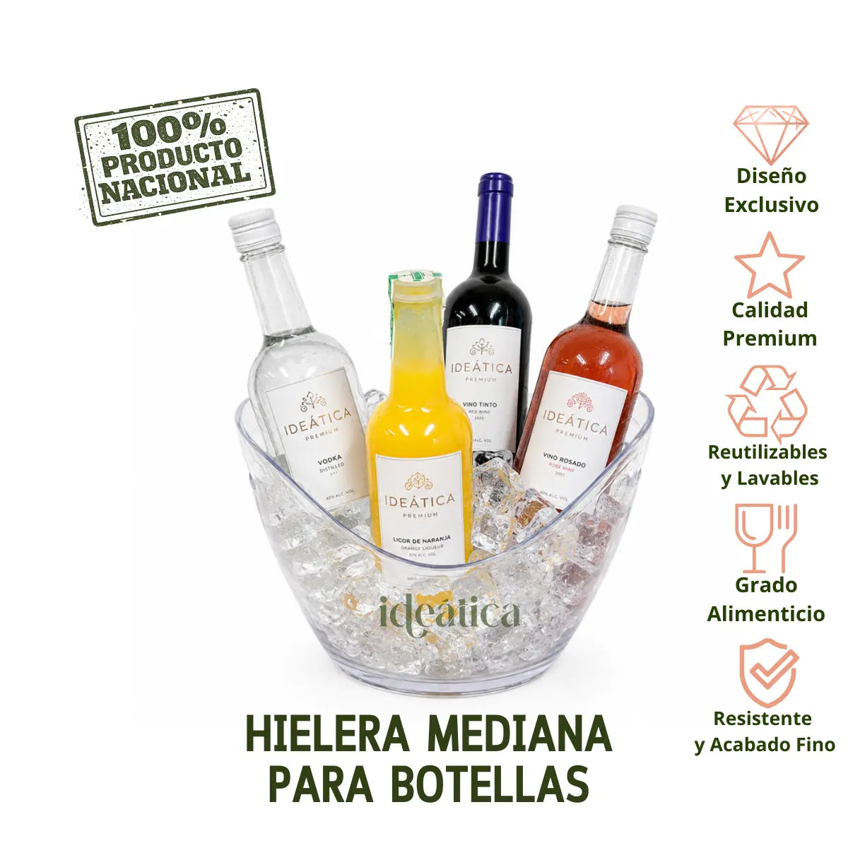 Hielera Mediana para Botellas 4 Lt Acrilico Eventos y Catering