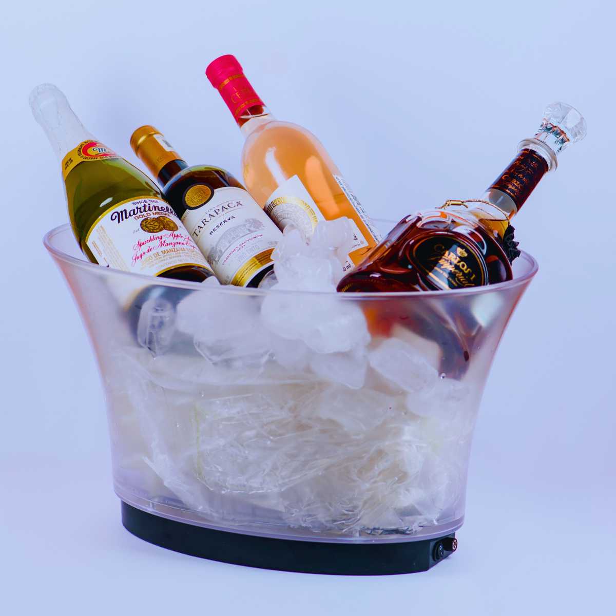 Hielera para Botellas Acrilico Grande con Luz Led Recargable Transparente Clarificada Eventos y Catering IA