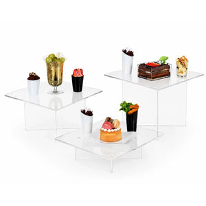 Juego de 3 Alturas Cuadrangulares para Cupcakes Postres y Catering Armable Acrilico IA