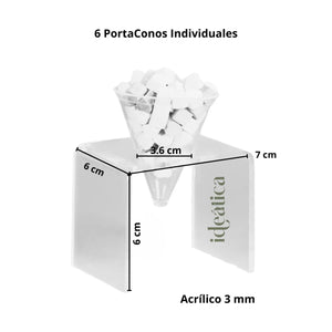 Juego de Porta-Conos Postres Individuales de Acrilico Catering 6 pzas IA