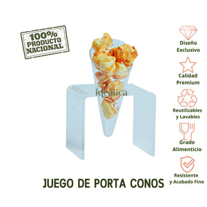 Juego de Porta Conos Postres y Catering Acrilico - 6 pzas