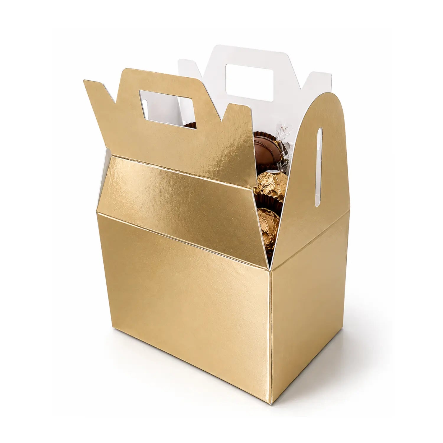Mini Caja Estilo Box Lunch de Carton Laminado Armable para Dulces Degustaciones y Catering  50 pzas