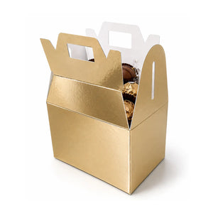 Mini Caja Estilo Box Lunch de Carton Laminado Armable para Dulces Degustaciones y Catering  50 pzas