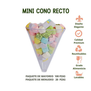 Mini Cono Recto Dulces Postres Re-utilizable Candy Bar Catering 1 Oz IA