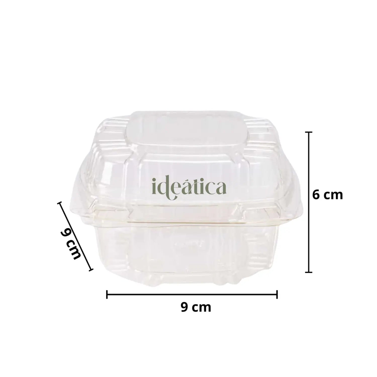 Mini Contenedor Tipo Almeja con Bisagra para Alimentos, Snacks o Comida Plástico Cuadrangular IN