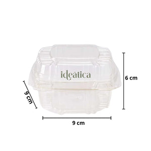 Mini Contenedor Tipo Almeja con Bisagra Para Alimentos, Snacks  o Comida Plastico Cuadrangular - ( 25 Pzas / 100 Pzas ) IN