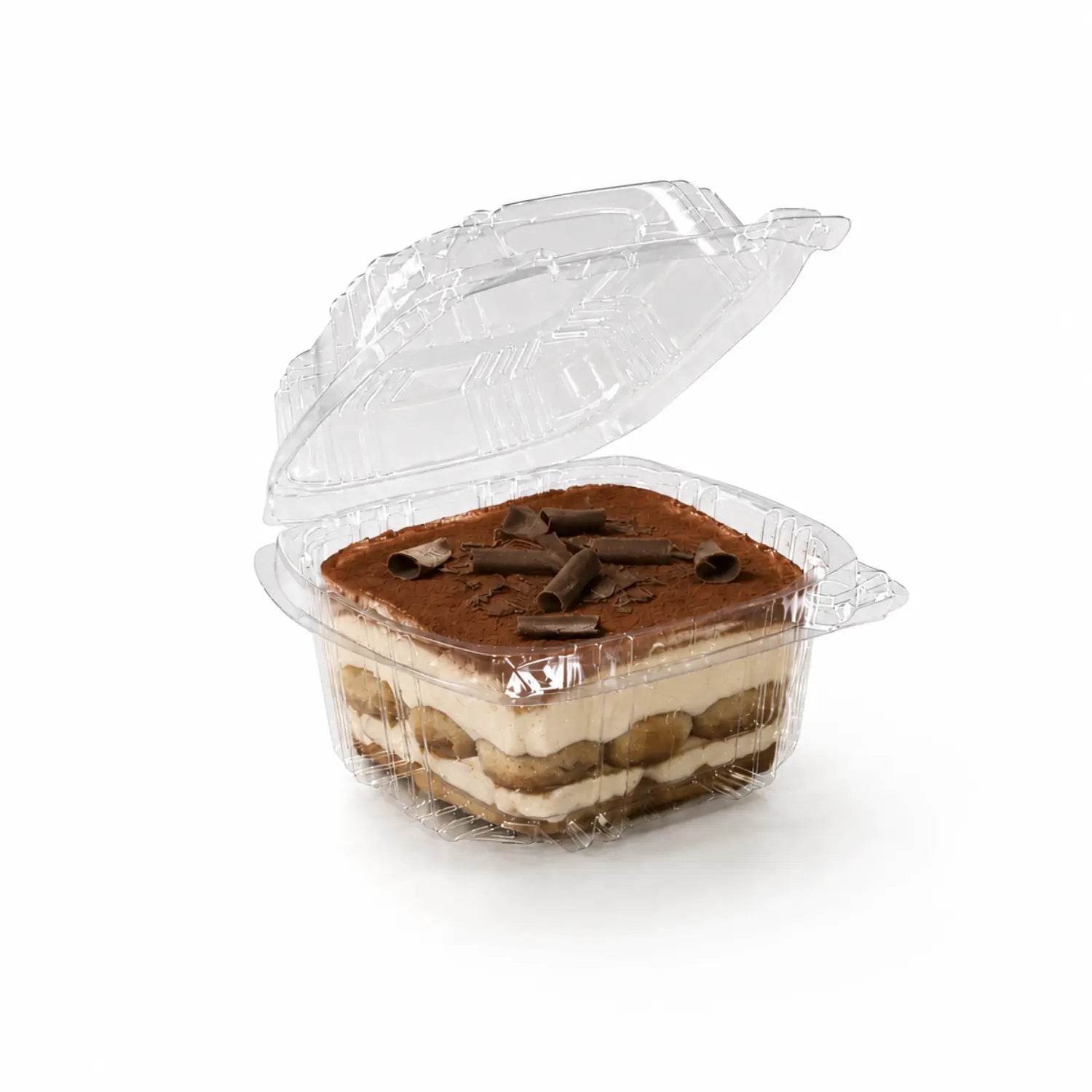 Mini Contenedor Tipo Almeja con Bisagra Para Alimentos, Snacks  o Comida Plastico Cuadrangular - ( 25 Pzas / 100 Pzas )