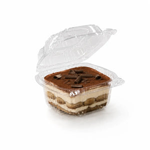 Mini Contenedor Tipo Almeja con Bisagra Para Alimentos, Snacks  o Comida Plastico Cuadrangular - ( 25 Pzas / 100 Pzas )