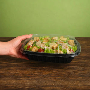 Mini Contenedor con Tapa para Alimentos, Ensaladas o Comida Plastico sin Divisiones Rectangular  - 100 Pzas