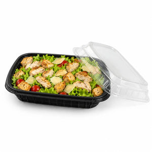 Mini Contenedor con Tapa para Alimentos, Ensaladas o Comida Plastico sin Divisiones Rectangular  - 100 Pzas