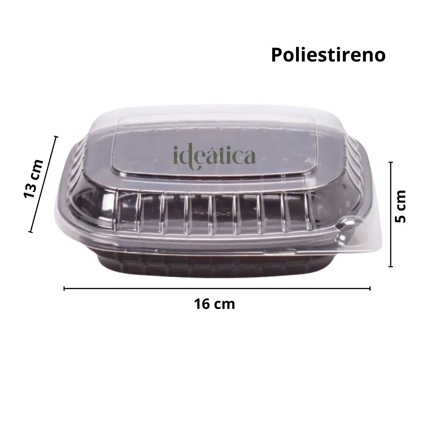 Mini Contenedor con Tapa para Alimentos, Ensaladas o Comida Plástico sin Divisiones Rectangular IN