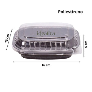 Mini Contenedor con Tapa para Alimentos, Ensaladas o Comida Plastico sin Divisiones Rectangular  - ( 25 Pzas / 100 Pzas ) IN