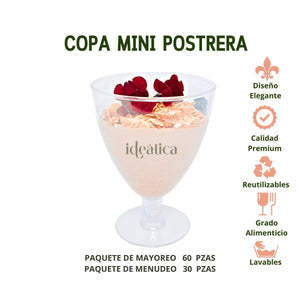 Mini Copa Postrera Tallo Corto Re-utilizable Candy Bar Catering 6 Oz IA