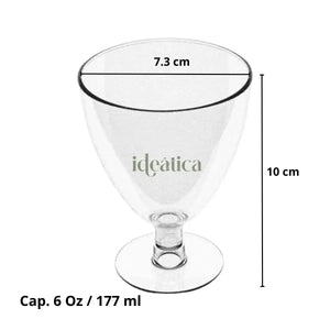 Mini Copa Postrera Tallo Corto Re-utilizable Plastico Catering - 6 Oz / 177 ml ( 30 Pzas / 60 Pzas ) IA