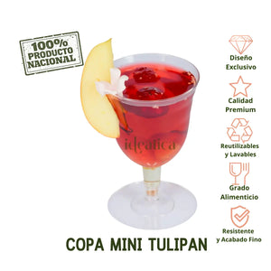 Mini Copa para Bebidas o Postres Tulipan Re-utilizable Plastico Catering - 5 Oz / 148 ml 60 Pzas