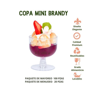 Mini Copa para Postres Brandy Re-utilizable Candy Bar Catering 2.5 Oz IA