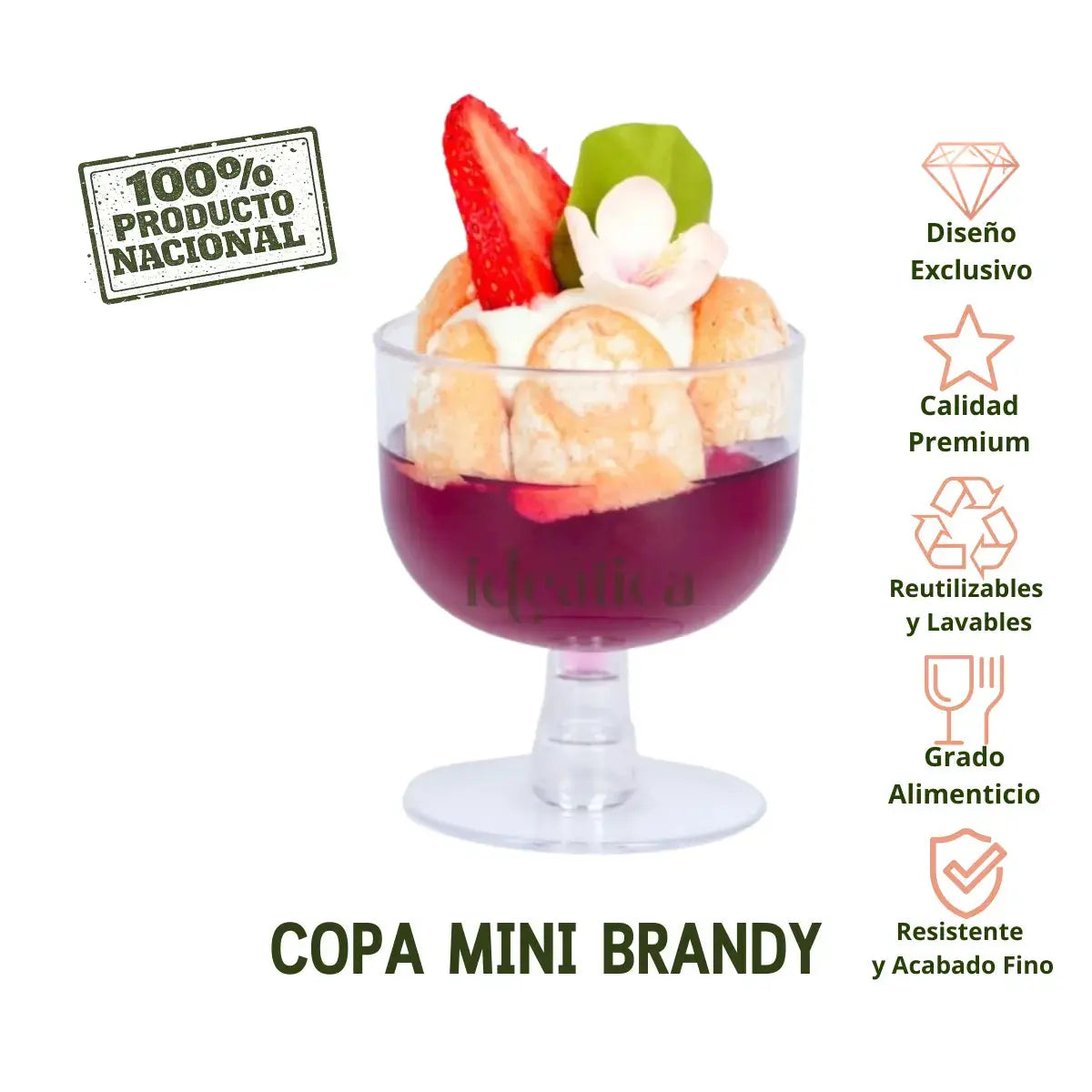Mini Copa para Postres Brandy Re-utilizable Candy Bar Catering 2.5 Oz IA