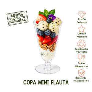 Mini Copa Flauta 2.5 Oz  para Postres y Catering - 20 Pzas y 100 Pzas