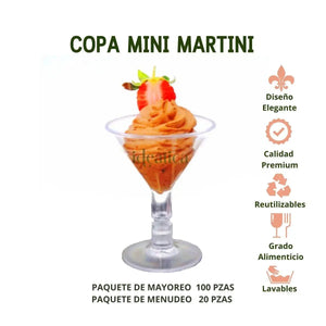 Mini Copa para Postres Martini Re-utilizable Candy Bar Catering 2 Oz IA