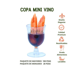 Mini Copa para Postres Vino Re-utilizable Candy Bar Catering 2.5 Oz IA