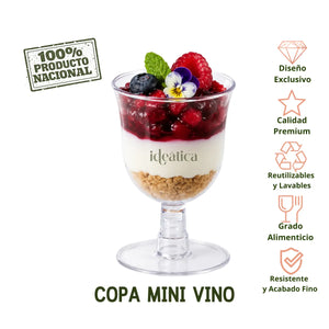Mini Copa Vino 2.5 Oz para Postres y Catering - 20 Pzas y 100 Pzas