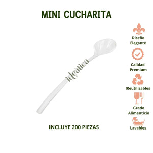 Mini Cucharita para Postres Re-utilizable Candy Bar Catering 200 pzas IA
