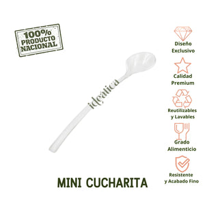 Mini Cucharita para Postres Re-utilizable Plastico Catering 200 pzas