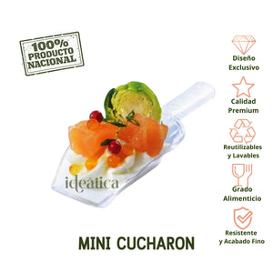 Mini Cucharon para Postres o Botana Re-utilizable Plastico Catering ( 6 Pzas / 108 Pzas )