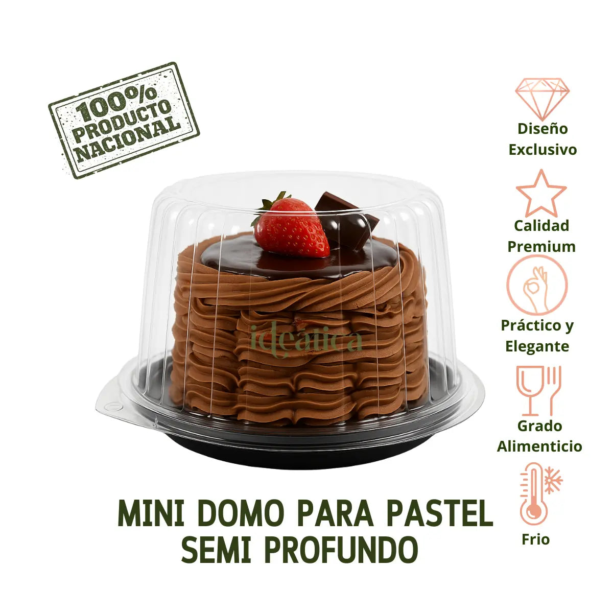 Mini Domo para Pastel Semi Profundo Plástico Redondo  -  IN