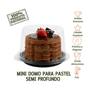 Mini Domo para Pastel Semi Profundo Plastico Redondo  - 100 Pzas
