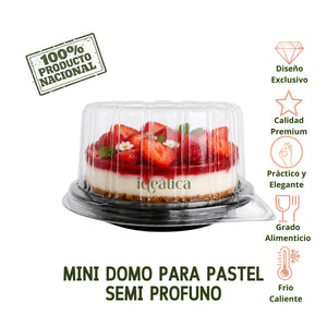 Mini Domo para Pastel Semi Profundo Plastico Redondo  - 100 Pzas