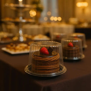 Mini Domo para Pastel Semi Profundo Plastico Redondo  - ( 25 Pzas / 100 Pzas ) IN