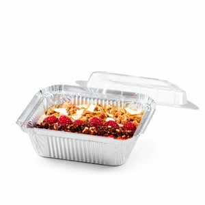 Mini Pavera con Tapa para Alimentos o Comida Aluminio Plastico Rectangular  - ( 20 Pzas / 100 Pzas )