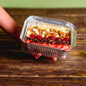 Mini Pavera con Tapa para Alimentos o Comida Aluminio Plastico Rectangular  - ( 20 Pzas / 100 Pzas ) IN