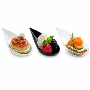 Mini Platito Gota para Canapes Postres y Catering - 20 Pzas y 100 Pzas